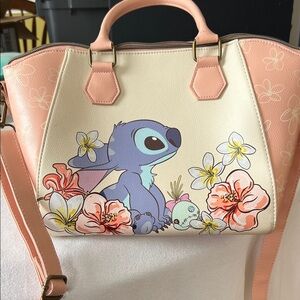 Loungefly Peach and Cream Satchel with Stitch Design